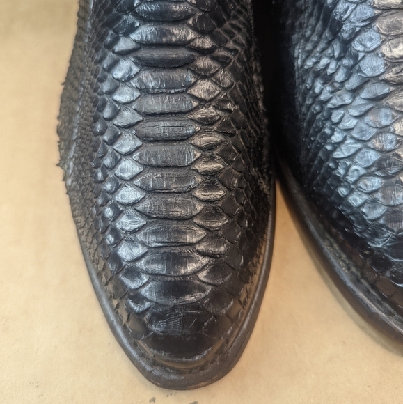 Larry Mahan boots men's size 9E Exotic Genuine Black Python Snake leather classi - Picture 4 of 13